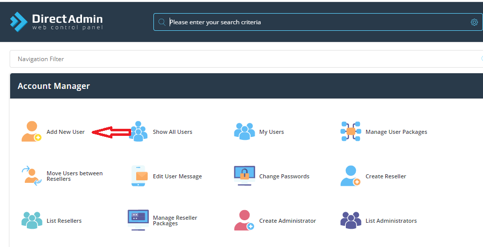 create a user account in Direct Admin control panel create a user account in Direct Admin control panel